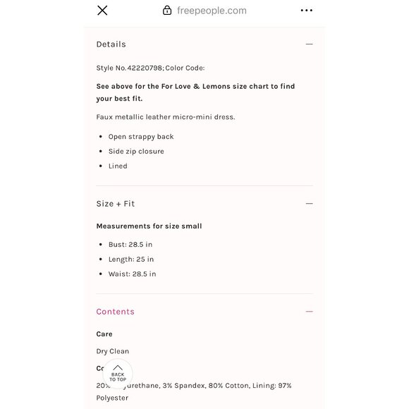 For Love & Lemons X Free People Metallic Pink Faux Leather Luna Dress - Size S - Picture 12 of 16